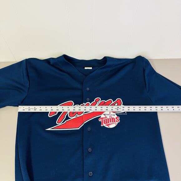Vintage Minnesota Twins Baseball Jersey Size XL Men’s Blue Logo Athletic 90s MLB - Picture 7 of 8
